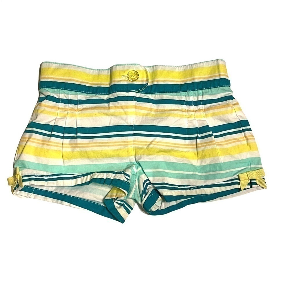 𝅺GYMBOREE cotton wht/green/yel. striped short